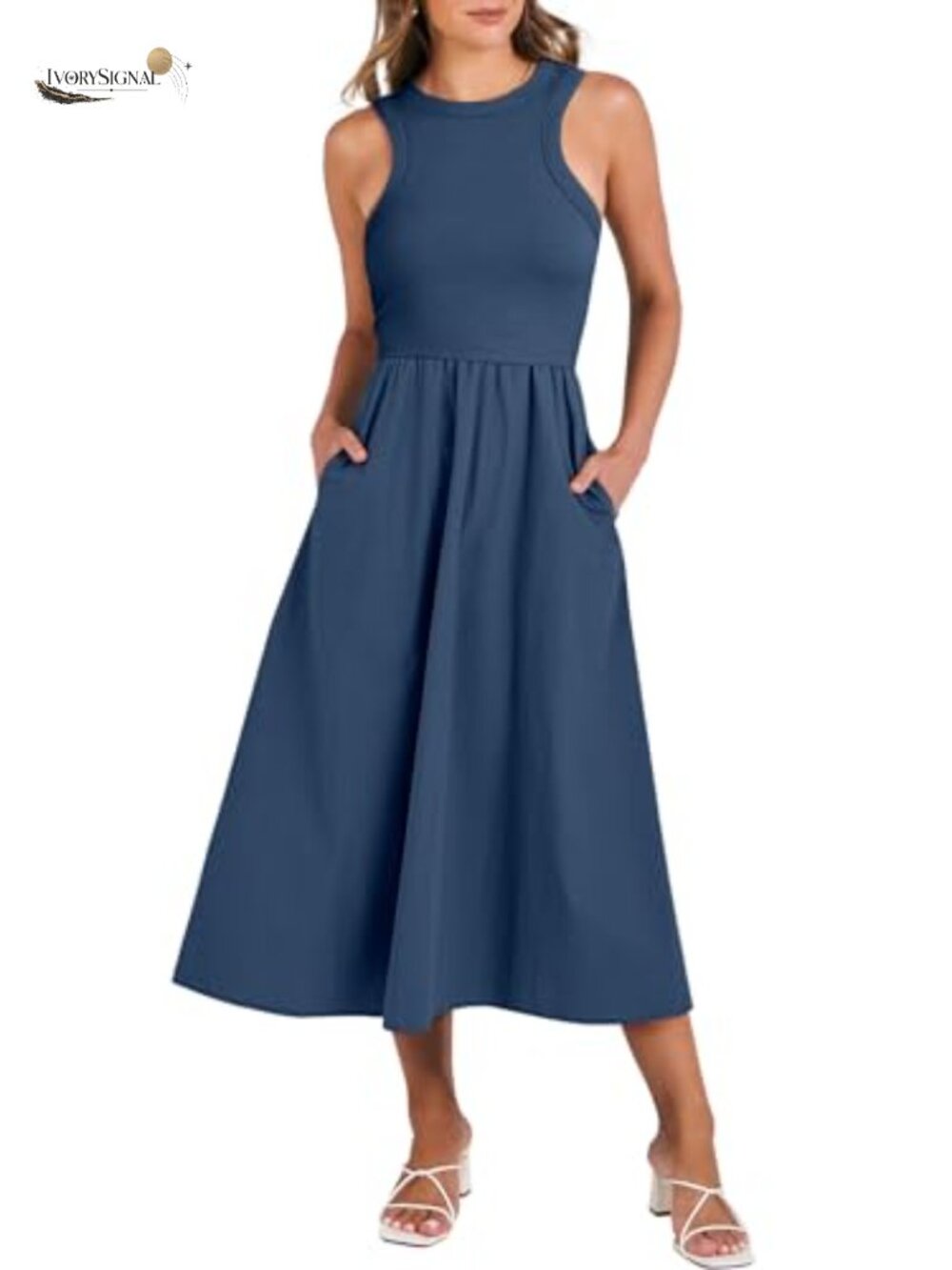 Sleeveless Tiered A-Line Maxi Dress Flowy Travel Summer